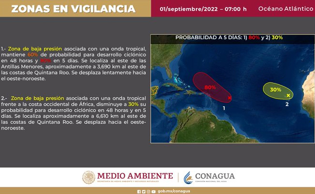 ¡Agárrate!: 2 ondas tropicales azotarán a la república mexicana