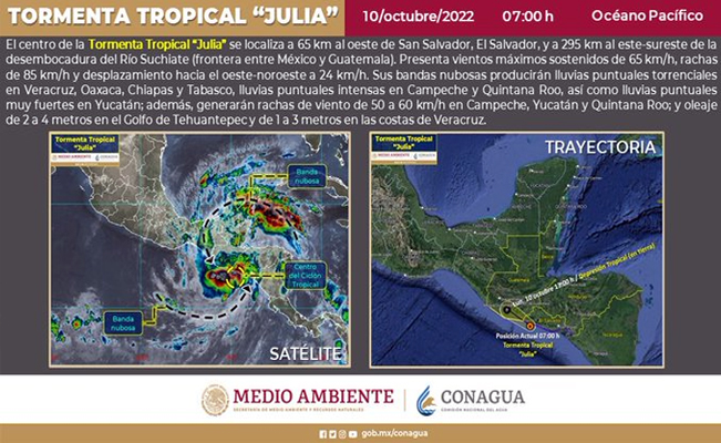 ¡Sistema frontal 3 y ciclón tropical “Julia” se dejarán sentir en México!