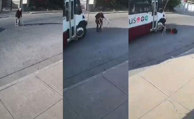 VIDEO. Abuelito es embestido por camión de pasajeros en Culiacán, Sinaloa