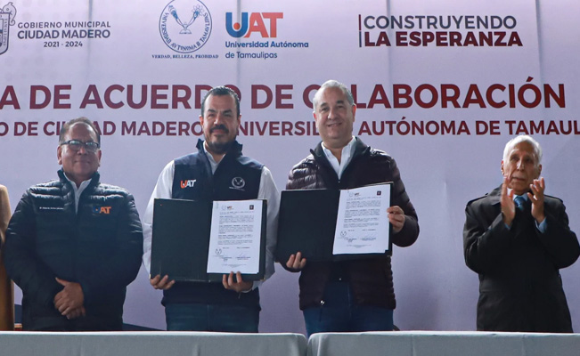 La UAT y Ayuntamiento de Madero firman acuerdo de colaboración